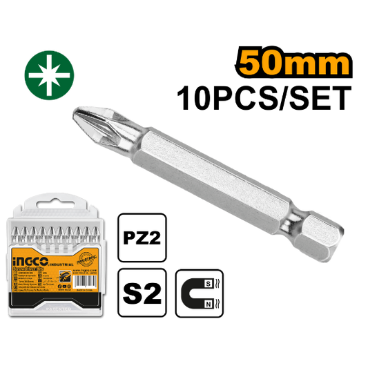 INGCO SET DE 10 EMBOUTS PZ2 50MM AU MAROC [SDB11PZ223]