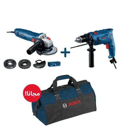 Pack BOSCH GSB 570 + GWS 700 – Perceuse à Percussion 570W + Meuleuse 700W 115 mm + Sac BOSCH Offert