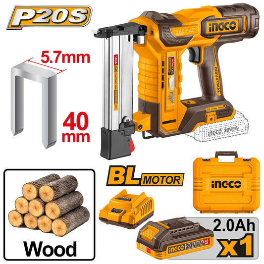 P20S / 20V 400PCS / Set Nails Lithium-Ion Moteur Brushless Kit de cloueuse de finition sans fil-40mm AU MAROC