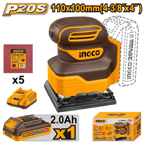 INGCO PONCEUSE VIBRANTE20V 1BATTERIE 110MM PLATEAU CARRE AU MAROC [CSHSLI20141]