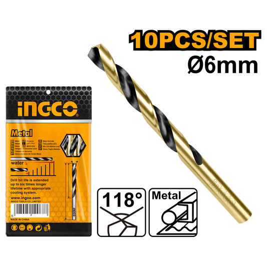 Forets HSS 6 mm  Lot de 10, Longueur 93 mm