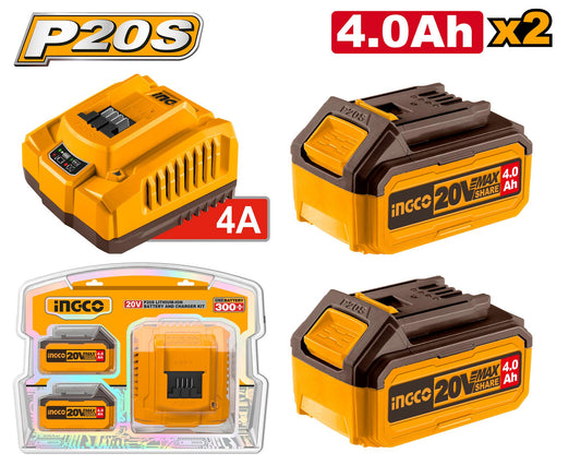 INGCO PACK 2 BATTERIE + CHARGEUR 4Ah AU MAROC [FBCPK1424]