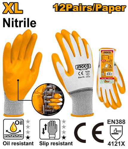 INGCO GANTS EN NITRILE XL NR AU MAROC [HGNG04]