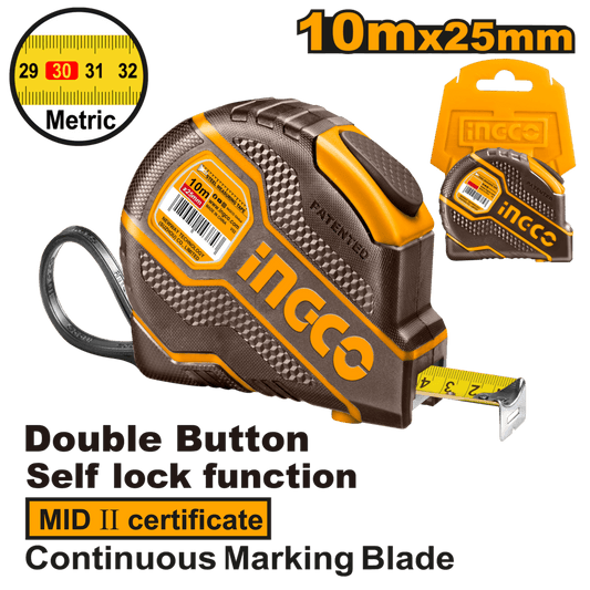 INGCO RUBAN A MESURER EN ACIER 10M X 25MM AU MAROC [HSMT08101E]