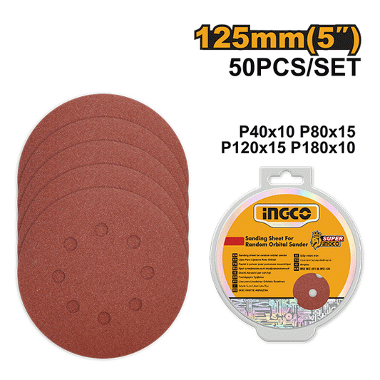 Jeufeuilles abrasives ponceuse orbitale50pcs 125mm