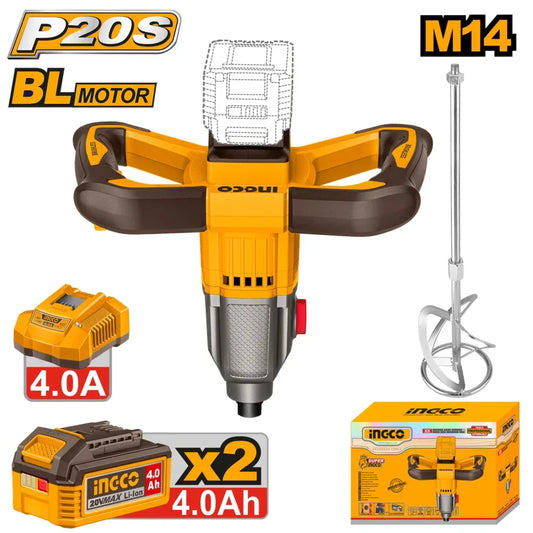 INGCO MIXEUR 20V M14 - 2 BATT 4,0AH + CHARGEUR AU MAROC [MXLI20162]