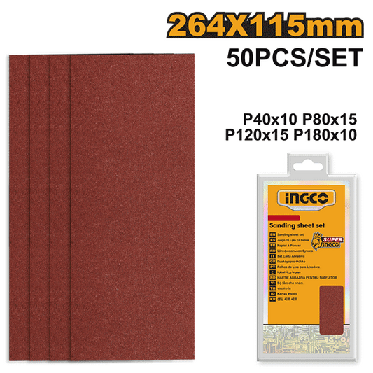 Jeu feuilles abrasives ponçage 50pcs 264*115mm