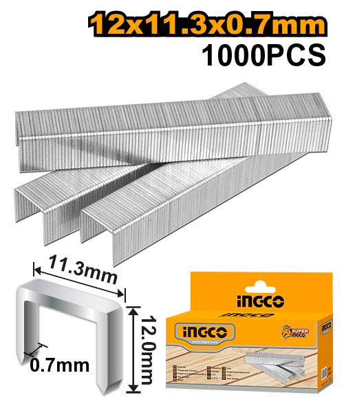 INGCO BOITE 1000 PCS ARGAFES INGCO 12 MM 0.7MM HSG14018 AU MAROC [STS0112]