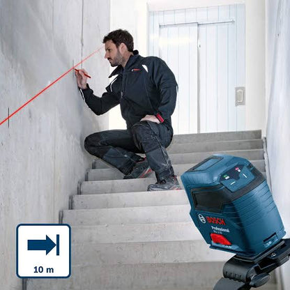 Niveau Laser Lignes BOSCH Professional GLL 2-10 – 10 m, Auto-Nivellement ±4°, IP54 – 0601063L00